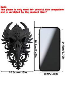 Gothic Carved Crow Skull Wall Hanging Ornament Retro Dark Style Wall Decor For Halloween Home Decoration - multicolor - View 3