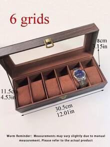 1PC Leather Watch Storage Box, Dust-Proof Glass Cover Watch Box, Bracelet Necklace Jewelry Display Case, High-End Home Watch Collection Box Back To School - Multicolor - View 13