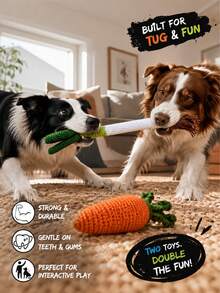 PETSIN 1Pc Fun Pet Squeaky Toy, Simulated Vegetable Knit Toy, Cute Carrot & Scallion Shapes, Built‑In Squeaker To Grab Pets' Attention, For Small & Medium Dogs And Cats, For Teeth Grinding, Boredom Relief, Interactive Play And Tossing - Multicolor - View 4