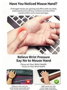 2pcs PU Leather Wrist‑Support Mouse Pad, Soft Wrist Rest Cushion, Comfort Wrist Pillow For Computer Office Daily Use - View 5