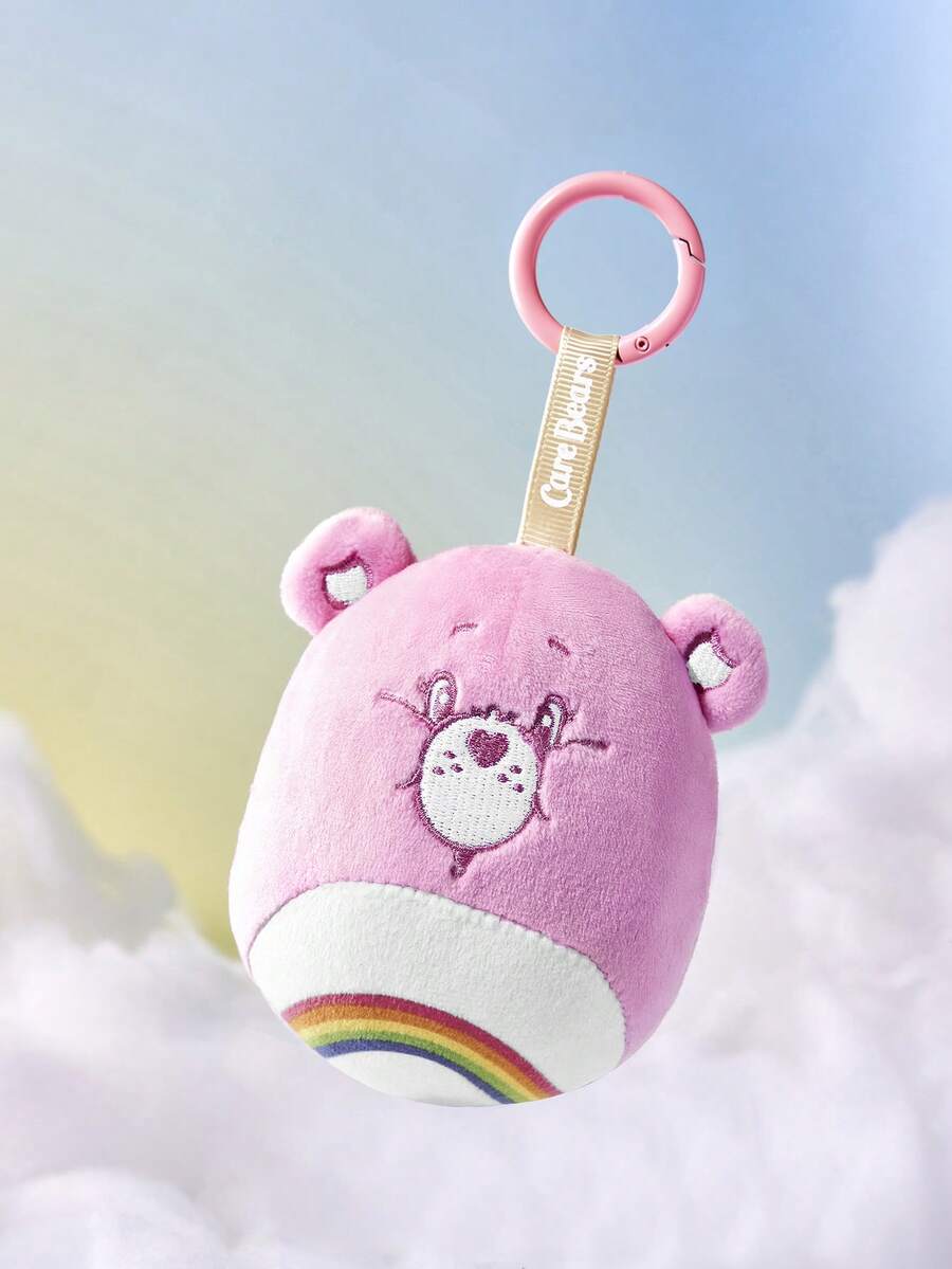 SHEIN X Care Bears 1個可愛熊絨毛吊飾,精緻刺繡,可愛熊造型,可掛在包包和鑰匙上,紫色熊 - 粉色 - 查看 1