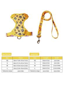 TOM & JERRY X PETSIN A Set Of Pet Harness And Leash Set With Fun Pattern, Polyester Material, Padded Chest Strap, Breathable Mesh Fabric, Daily Walks And Exploration, For Cats And Dogs, Lightweight And Dur - Yellow - View 3