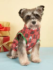 PETSIN Festive Christmas Quilted Dog Vest Zip‑Up Sleeveless Jacket With Dual D‑Ring Leash Hooks - Multicolor - View 14