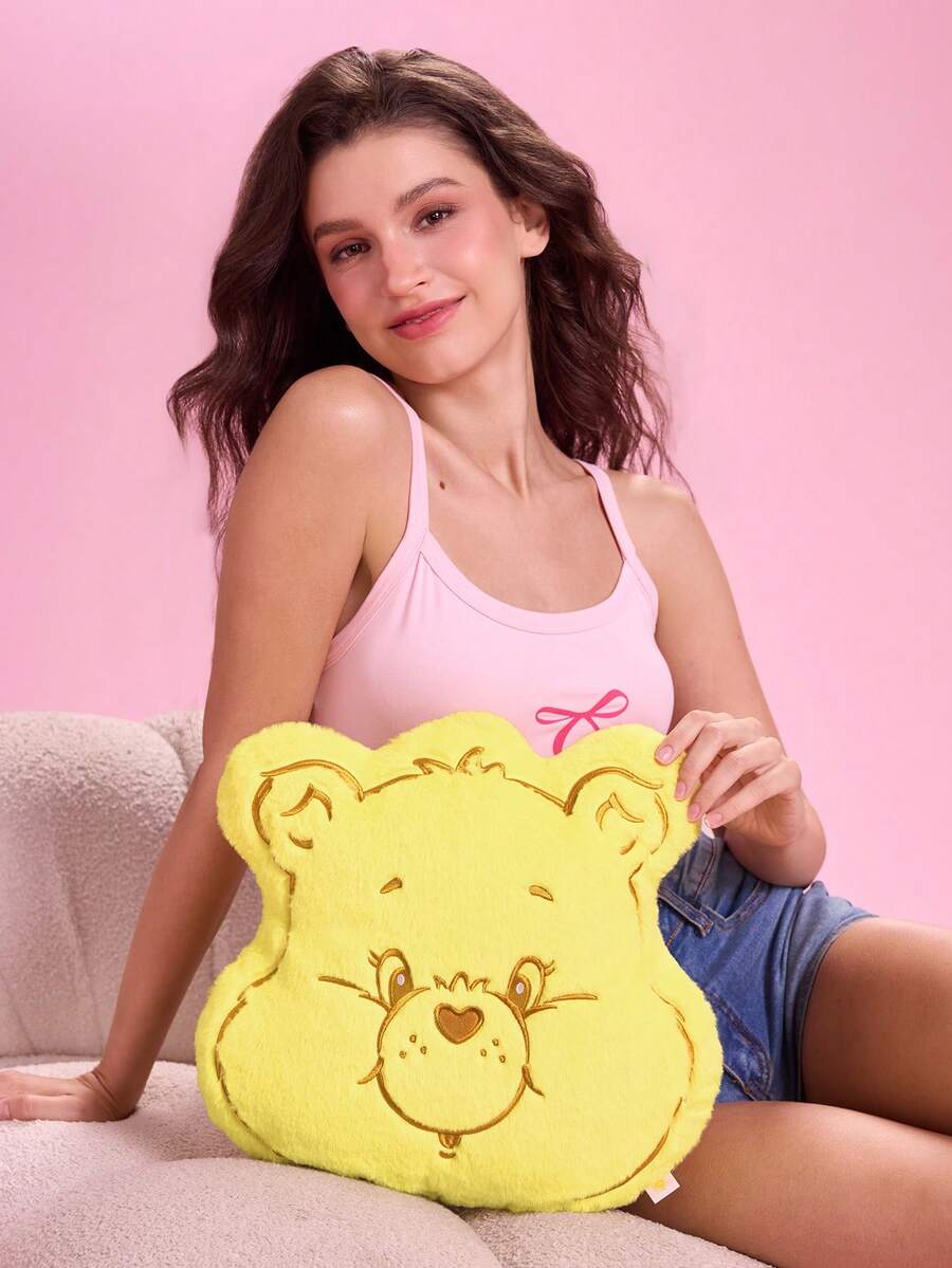 SHEIN X Care Bears 1個黃色卡通造型裝飾抱枕,可用於沙發、汽車 - 黃色 - 查看 1