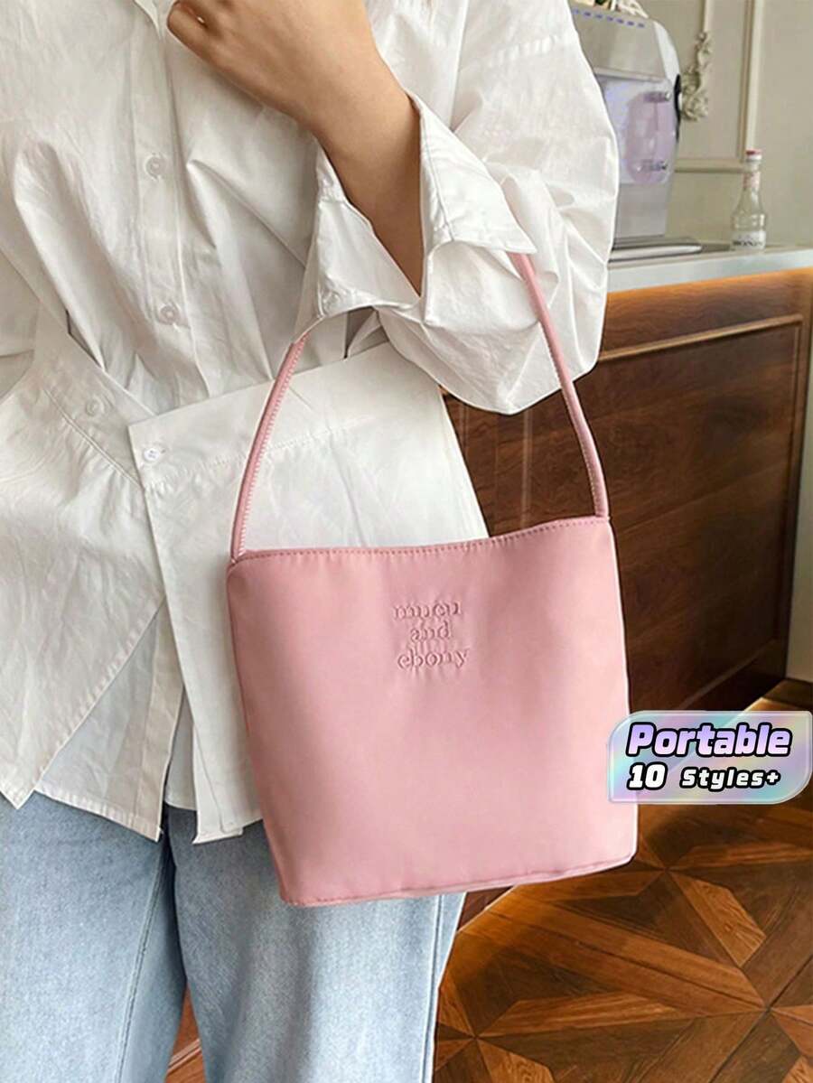 Simple Solid Color Mini Shoulder Tote Bag Soft Lightweight Daily Use Underarm Handbag Multi‑Color Options For Women - Multicolor - View 1