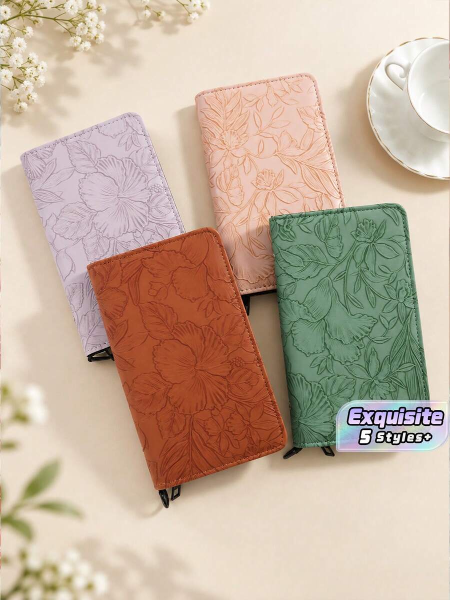 Embossed PU Leather Zipper Storage Binder, Multi‑Purpose Paper Document Organizer, A6 Portable Collection Album For Paper Memorabilia - multicolor - View 1