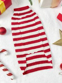 PETSIN 1pc Stretchy Knitted Warm Two-Legged Sweater With Santa Embroidery For Small And Large Dogs, Christmas Decorations - Red and White - View 14