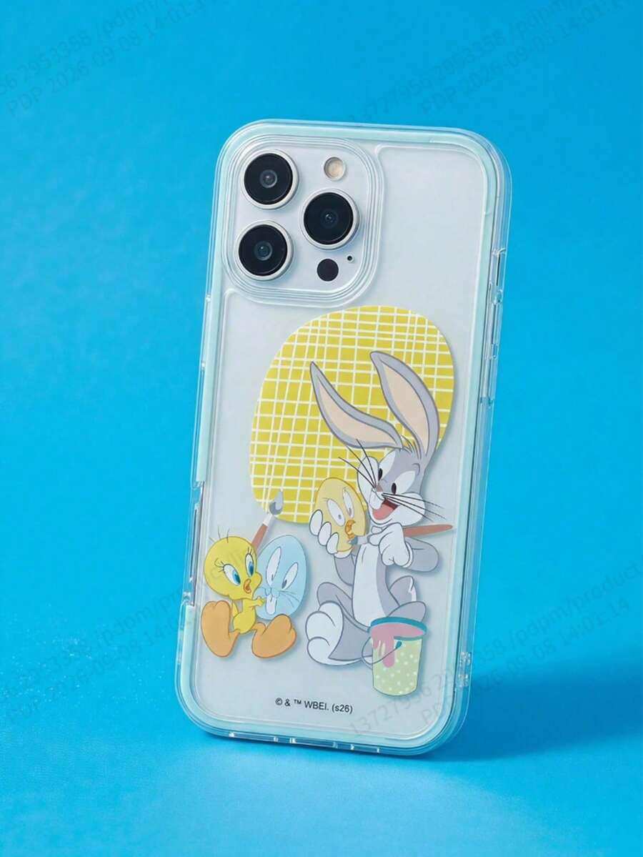 LOONEY TUNES X SHEIN تصميم غطاء حماية مطبوع أنيق، غطاء هاتف عصري متوافق مع آيفون - متعدد الألوان - مشاهدة 1