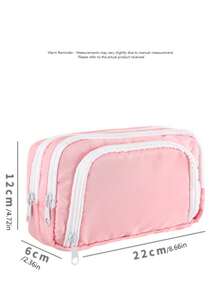 1pc Large Capacity Pencil Case, Front Window Storage Pouch, Birthday Gift. - Multicolor - View 2