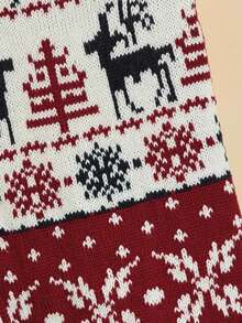 PETSIN Christmas Reindeer Knit Dog Sweater Burgundy Red With Snowflake & Tree Patterns - Multicolor - View 11