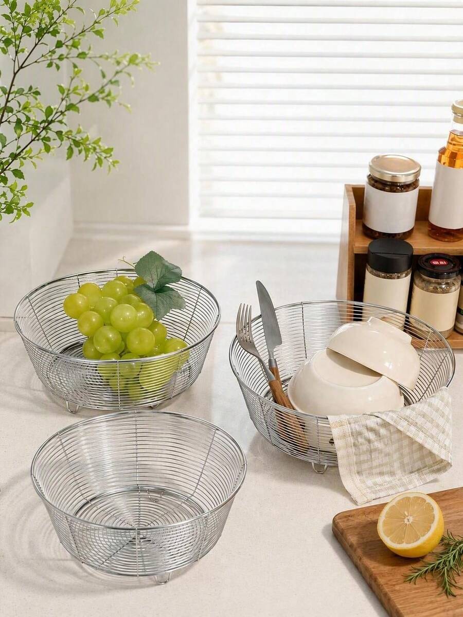 Haus Hana Stainless Steel Fruit Drain Basket, Multi‑Purpose Kitchen Washing Bowl, Household Colander For Fruits & Vegetables - multicolor - View 1