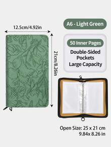 Embossed PU Leather Zipper Storage Binder, Multi‑Purpose Paper Document Organizer, A6 Portable Collection Album For Paper Memorabilia - multicolor - View 14