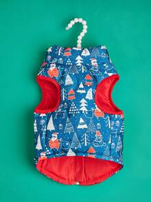 PETSIN Festive Christmas Quilted Dog Vest Zip‑Up Sleeveless Jacket With Dual D‑Ring Leash Hooks - Multicolor - View 12