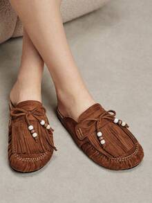Solecia Women's Fashion Slip-On Closed Toe Shoes, Retro Casual Style - Brown - View 10