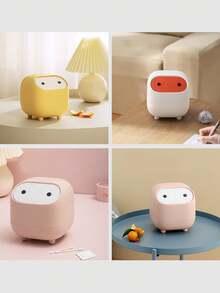 Mini Desk Trash Can With Press-Open Lid, Small Office Tabletop Waste Basket, 2-Layer Portable Garbage Bin For Home, Car, Dorm - Multicolor - View 13