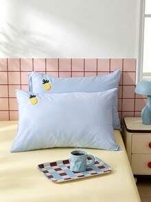 Joivida 2Pcs Polyester Embroidered Envelope‑Closure Pillowcases Smooth Breathable Polyester Bedding Pillow Protector Case With Envelope Closure (No Insert) - Blue - View 1