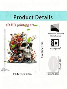 1Pc 15.5cm Resin Halloween Desktop Decor With Ghost Skeleton Reading Book Swing Pattern In Brown Orange For Home Office Party Autumn Seasonal Ornament Trending. - C - View 11
