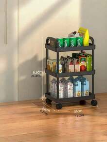 1Pc Multifunctional Rolling Storage Cart With Wheels Space Saving Vertical Multi Tier Organizer Shelf Heavy Duty Sturdy Metal Frame Non Slip Smooth Rolling Easy Assembly Black White For Office Kitchen Bathroom Bedroom Home Storage Must Have - Multicolor - View 11