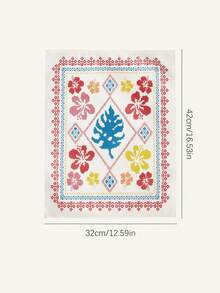 1pc/4pcs, Heat-Insulated Hemmed Placemats, Hibiscus Palm Lemon Print Bohemian Country Style Placemats, Linen Material, Easy To Clean, Suitable For Kitchen, Dining Room Decoration, Holiday Party, Vacation Table Decor, Home Decor - Multicolor - View 4