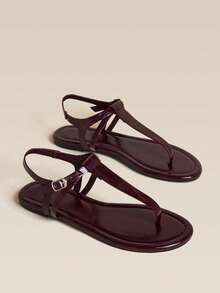 HighSole Burgundy Riveted Flip-Flops, Bold And Avant-Garde, Suitable For Holiday Style, Spring Street Wear Or Relaxed Summer Guest Styling - Burgundy 1A - View 2