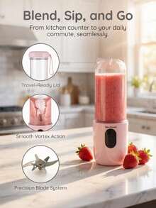 Blender Portabel 500ml Isi Ulang USB, Gelas Juicer Elektrik Pribadi untuk Smoothie, Minuman Buah, Pengaduk Jus, Blender Mini untuk Rumah dan Perjalanan, 1500mAh - 0,5L-1L - View 2
