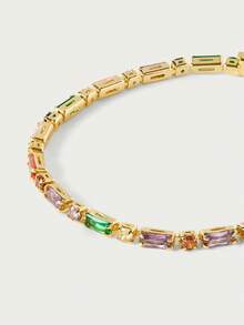 Glisma 18K Gold-Plated Colored Gemstone Fashion Light Luxury Bracelet (Random Color Sorting) - Yellow Gold - View 4