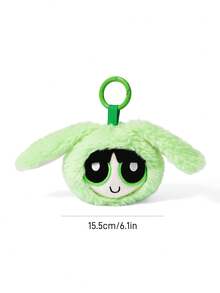 THE POWERPUFF GIRLS X SHEIN 1個可愛毛絨吊飾，精緻刺繡，可愛造型，可掛在包包和鑰匙上 - 綠色 - 查看 3