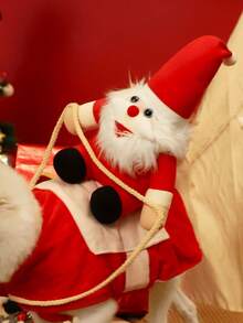 PETSIN Kostum Anjing Lucu Santa Gendong Natal Pakaian Cosplay Hewan Peliharaan - Merah - View 6
