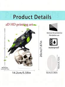1Pc 15.5cm Resin Halloween Desktop Decor With Ghost Skeleton Reading Book Swing Pattern In Brown Orange For Home Office Party Autumn Seasonal Ornament Trending. - C - View 3