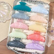 BestieMix 10-Piece Set Of Morandi Marble Pattern Semi-Circular Hair Claws, Back Of The Head Updo Hair Claw, Versatile Daily Women's Hair Accessories - Multicolor - View 1