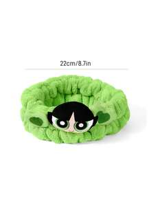 THE POWERPUFF GIRLS X SHEIN 1件裝毛絨彈性髮圈，居家與浴室裝飾 - Buttercup - 查看 3