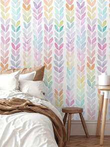 1 PC Removable Peelable Self Adhesive Matte Finish Leaf Pattern Wall Sticker For Living Room Bedroom Cabinet Wardrobe Stairs Door Easy Apply No Residue Durable Waterproof Modern Farmhouse Boho Aesthetic - multicolor - View 6