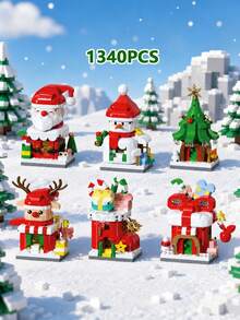 Christmas Building Blocks Set, Q‑Version Santa, Snowman, Reindeer, Elf, Christmas Tree & Christmas Stocking Bricks Kit, Exquisite DIY Desktop Ornament, Xmas Holiday Gift For Boys & Girls - Multicolor - View 11