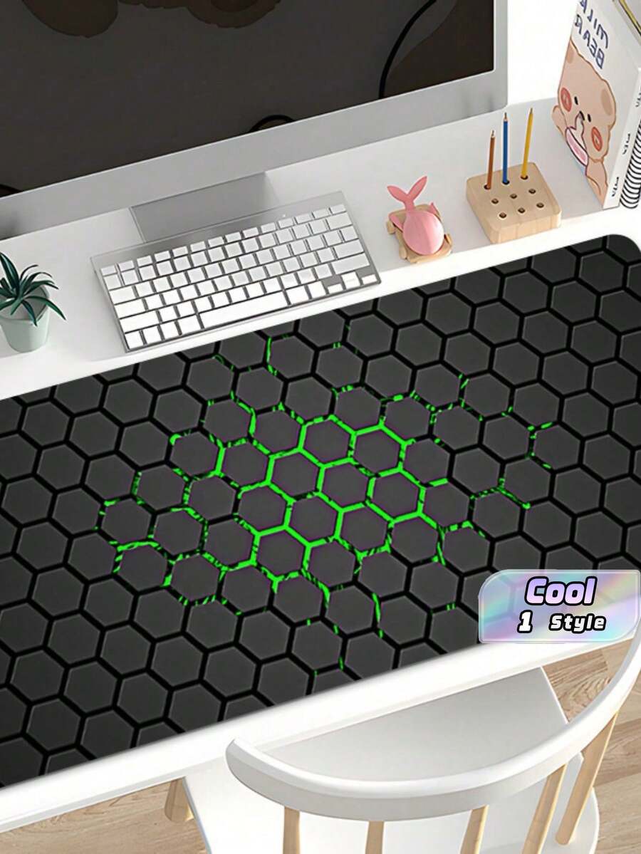 Abstract Texture Contour Line Computer Desk Pad, Line‑Pattern Desk Mat, Gaming Mouse Pad, Extra‑Large Stain‑Resistant Mouse Pad - View 1