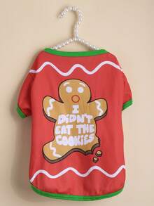 PETSIN Funny Christmas Gingerbread Man Pet Shirt, Xmas Holiday Dog Cat Clothes For Small Breed Puppy - Multicolor - View 12