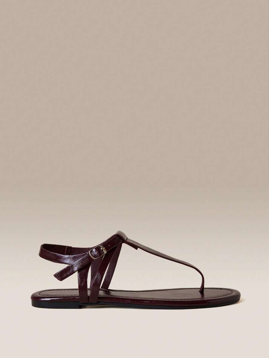 HighSole Burgundy Riveted Flip-Flops, Bold And Avant-Garde, Suitable For Holiday Style, Spring Street Wear Or Relaxed Summer Guest Styling - Burgundy 1A - View 1