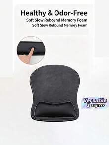 2pcs PU Leather Wrist‑Support Mouse Pad, Soft Wrist Rest Cushion, Comfort Wrist Pillow For Computer Office Daily Use - View 1