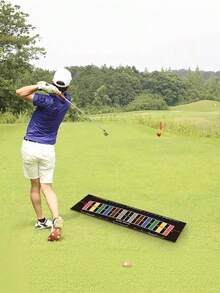 1Pc Golf Putting Practice Mat, Curved Design Putting Trainer With Alignment Track, Foldable Easy‑Storage Indoor & Outdoor Training Aid With Alignment Guide For Home & Office, Improve Accuracy & Consistency For All Skill Levels - color - View 8
