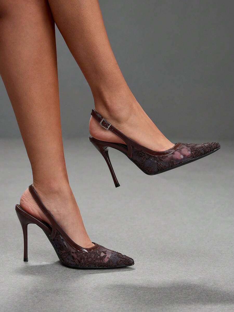 CUCCOO SZL Ladies' Fashion Party Pointed High Heel Pumps Fall Shoes - Afterwards with brown - View 1