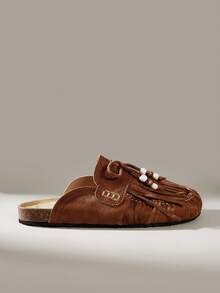 Solecia Women's Fashion Slip-On Closed Toe Shoes, Retro Casual Style - Brown - View 6