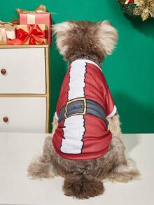 PETSIN Santa Suit Motif Christmas Pet Get‑Up, Holiday Printed Shirt For Dogs & Cats - Multicolor - View 5
