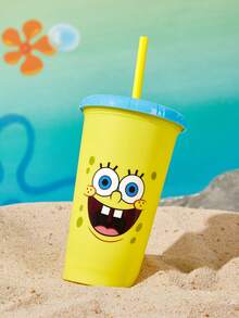 SpongeBob SquarePants | SHEIN 2個派對紀念杯 473ml 塑膠平底隨附杯 兒童生日派對用品 - 彩色 - 查看 2