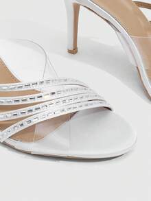 CUCCOO SZL Women's High-Heeled Sandals. Light Luxury Rhinestone Straps, Banquet Style Open-Toed Women's Shoes - Silver - View 4