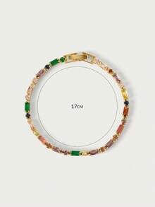 Glisma 18K Gold-Plated Colored Gemstone Fashion Light Luxury Bracelet (Random Color Sorting) - Yellow Gold - View 5