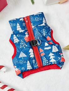 PETSIN Festive Christmas Quilted Dog Vest Zip‑Up Sleeveless Jacket With Dual D‑Ring Leash Hooks - Multicolor - View 8