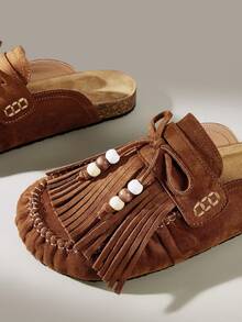 Solecia Women's Fashion Slip-On Closed Toe Shoes, Retro Casual Style - Brown - View 8