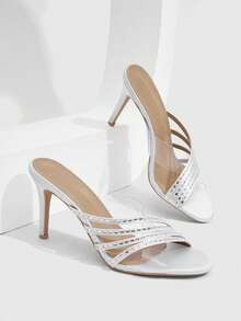 CUCCOO SZL Women's High-Heeled Sandals. Light Luxury Rhinestone Straps, Banquet Style Open-Toed Women's Shoes - Silver - View 5