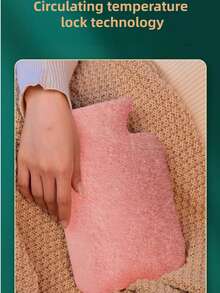 1pc Water Filling PVC Hot Water Bottle, Anti-Explosion With Cute Plush Cover - multicolor - View 2