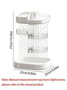 Multi-Color Optional Rotating Makeup Organizer, Multi-Layer Detachable Storage Rack With Jewelry Hanging Design Bathroom Vanity Desktop Cosmetic Holder - Multicolor - View 12