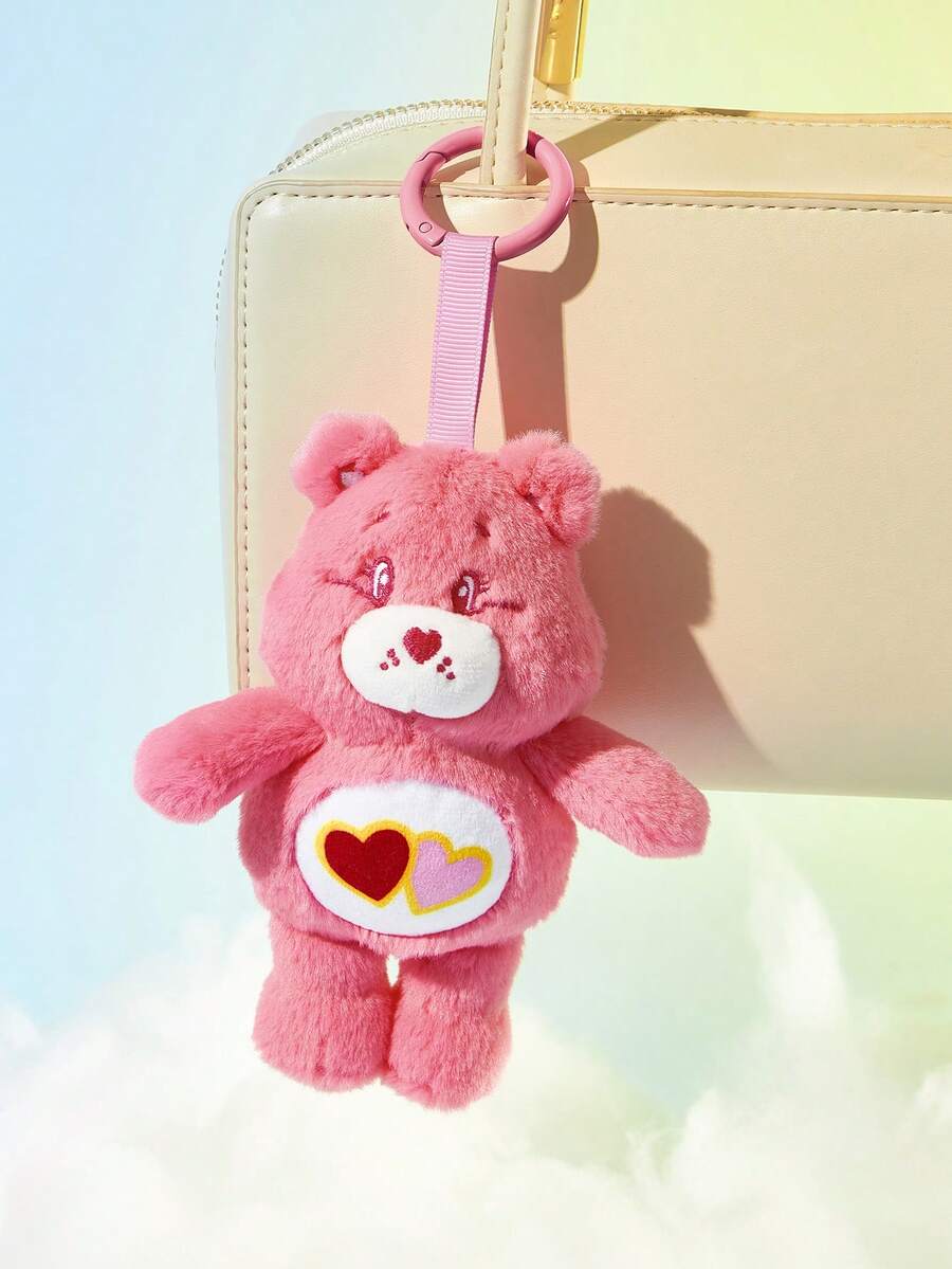 SHEIN X Care Bears 1個可愛毛絨吊飾,精緻刺繡,可愛造型,可掛在包包和鑰匙上 - 玫紅色 - 查看 1